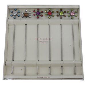Pottery Barn Set of 6 Rhinestone Flower Snowflake Jewel Cocktail Stirrers NEW